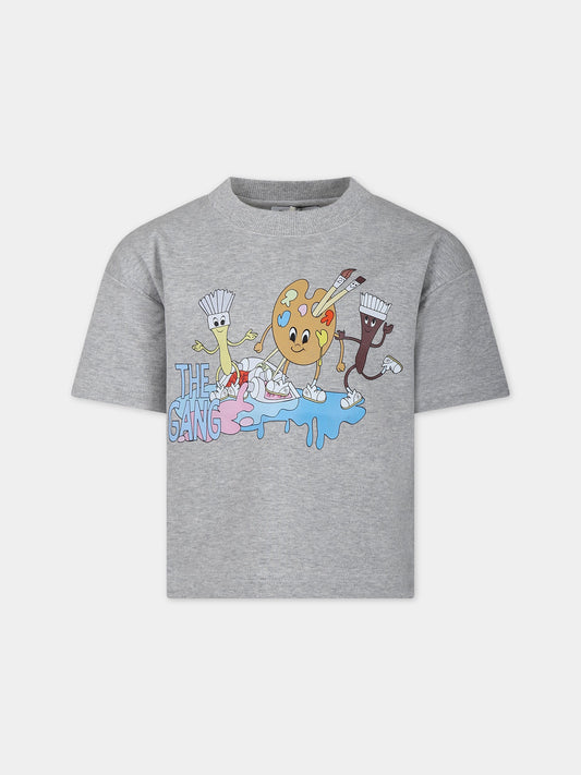 T-shirt grigia per bambini con stampa,Romy June,0001 02 2002 201 F23