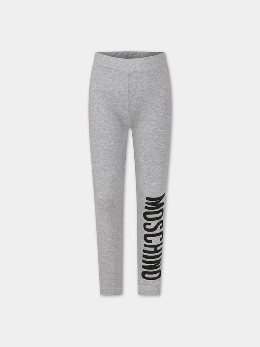 Leggings grigi per bambina con logo,Moschino Kids,H4P047 LBA00 60926