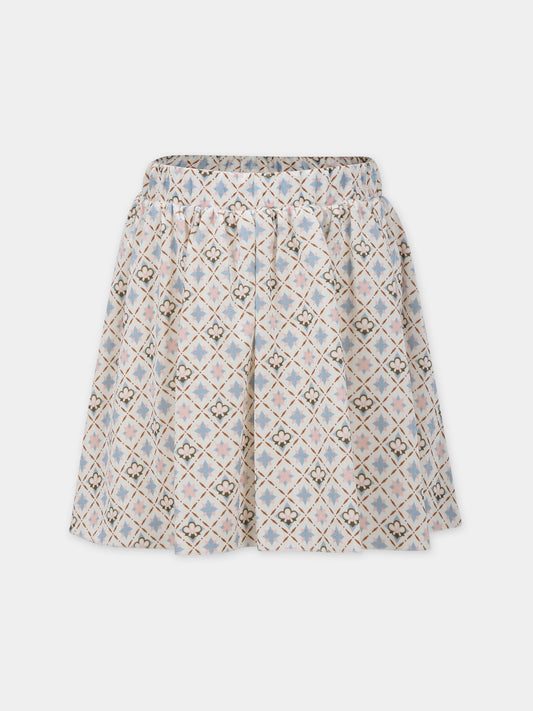 Gonna bianca per bambina con stampa floreale,Simonetta,ST7A61 V0107 101CE