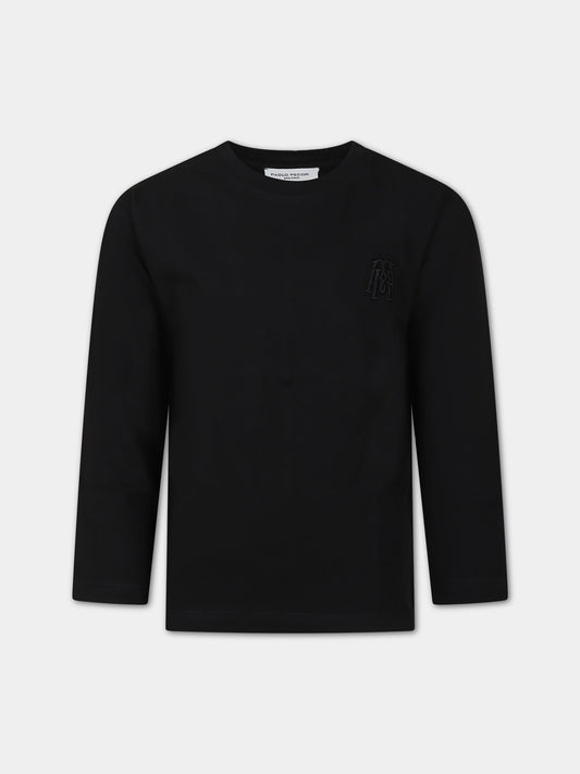T-shirt nera per bambino con logo,Paolo Pecora,PP3107 NERO