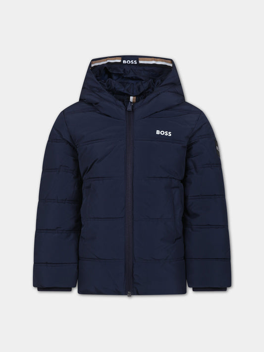 Piumino blu per bambino con logo,Boss,J26518 849