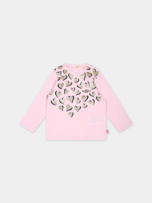 T-shirt rosa per neonata con cuori,Billieblush,U05384 46B