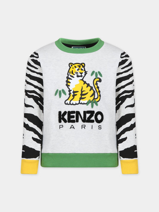 Felpa grigia per bambino con tigre Kotora,Kenzo Kids,K15613 A11