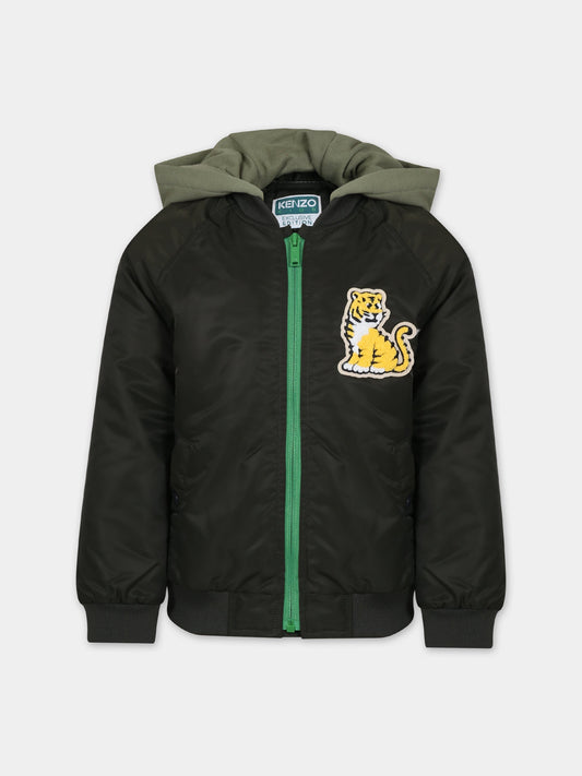 Giubbotto verde per bambino con tigre Kotora,Kenzo Kids,K26087 621