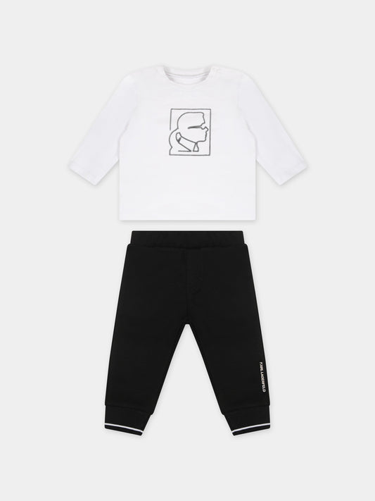 Completo bianco per neonato con stampa Karl Lagerfeld,Karl Lagerfeld Kids,Z98118 N50