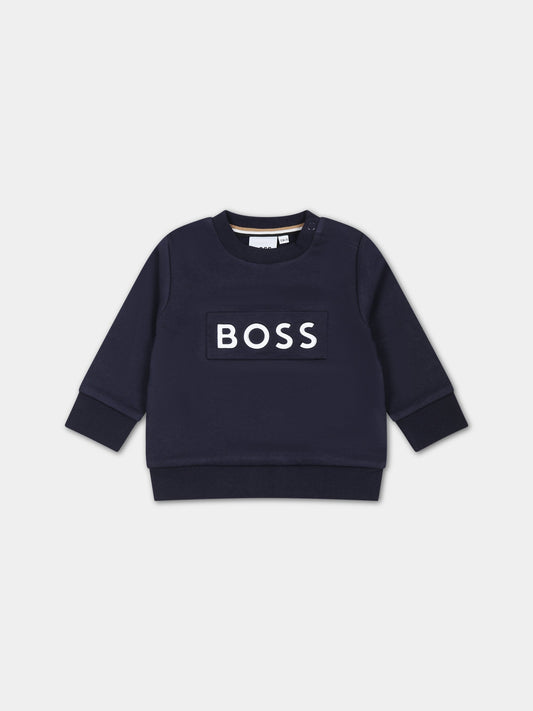 Felpa blu per neonato con logo,Hugo Boss,J05969 849