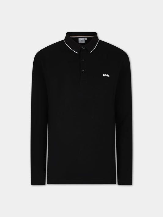 Polo nera per bambino con logo,Hugo Boss,J25M34 09B