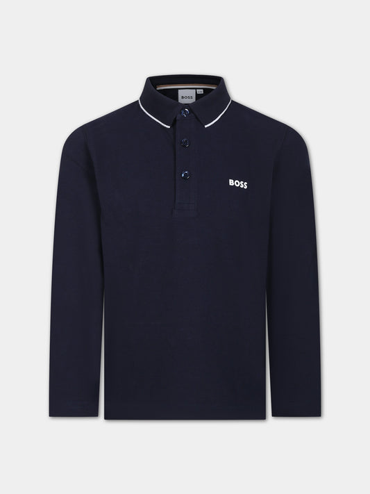 Polo blu per bambino con logo,Hugo Boss,J25M34 849