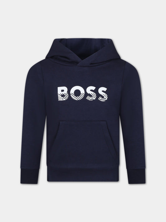 Felpa blu per bambino con logo,Hugo Boss,J25M52 849