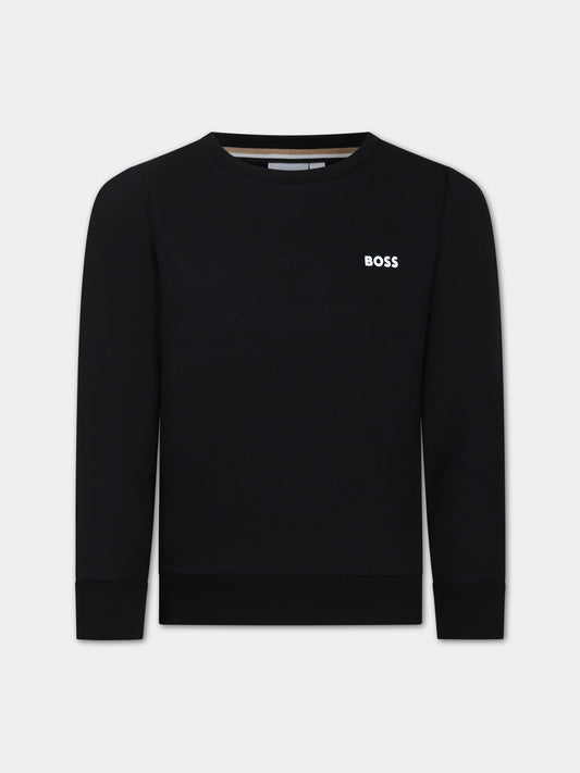 Felpa nera per bambino con logo,Hugo Boss,J25M53 09B