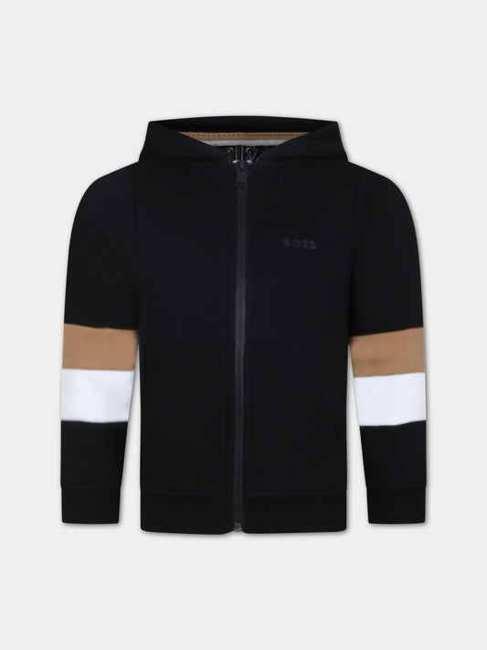 Felpa nera per bambino con logo,Hugo Boss,J25M75 09B
