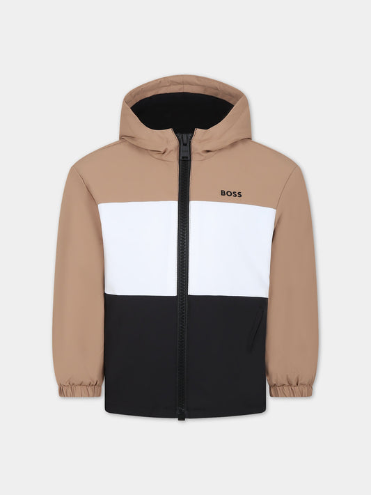 Giacca a vento marrone per bambino con logo,Hugo Boss,J26492 269