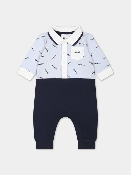 Tutina blu per neonato con logo,Hugo Boss,J94325 771