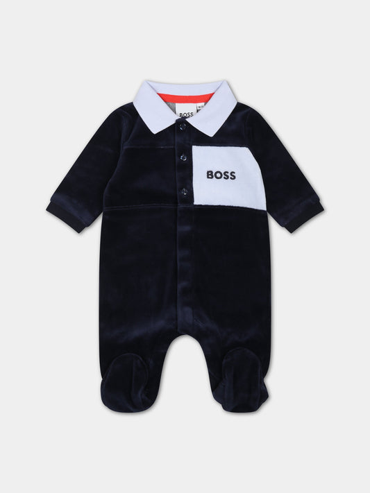 Tutina blu per neonato con logo,Hugo Boss,J97195 849