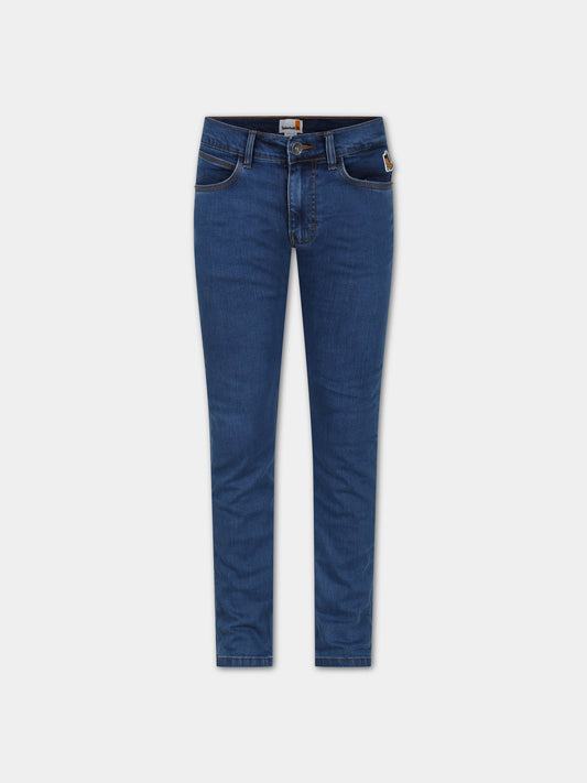Jeans blu per bambino con patch,Timberland,T24C09 Z25