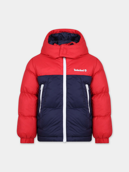 Piumino rosso per bambino con logo,Timberland,T26575 988
