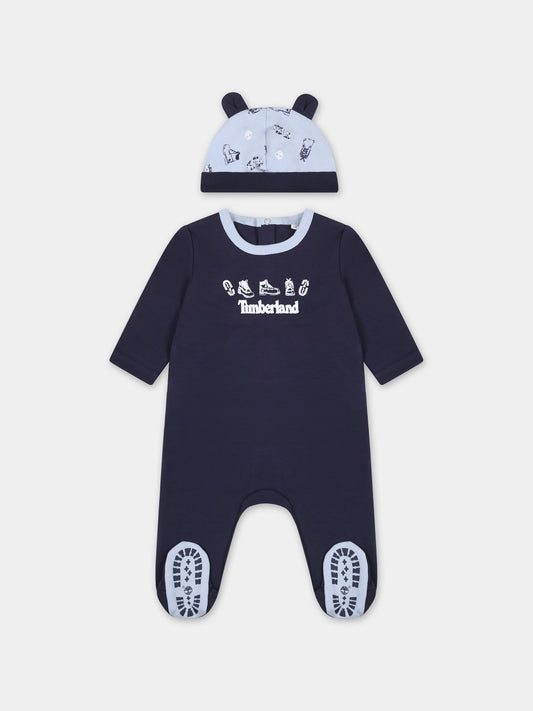 Set blu per neonato con logo,Timberland,T98315 85T