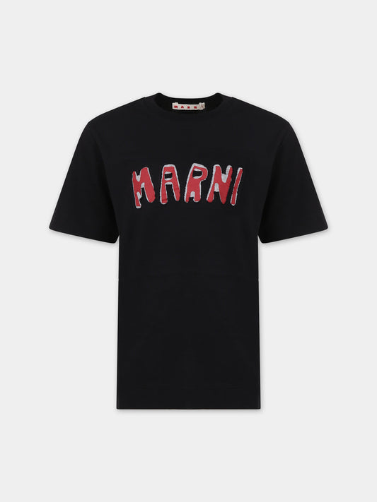 T-shirt blu per bambini con logo,Marni Kids,M00921 0M900
