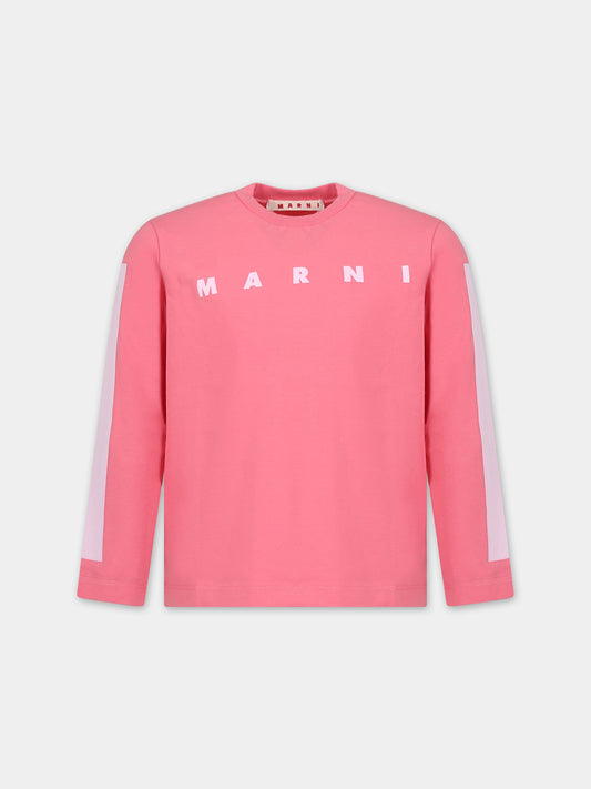T-shirt rosa per bambina con logo,Marni Kids,M00870 0M338