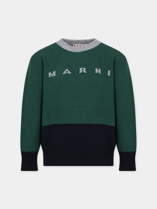 Maglione verde per bambina con logo,Marni Kids,M00932 0M523