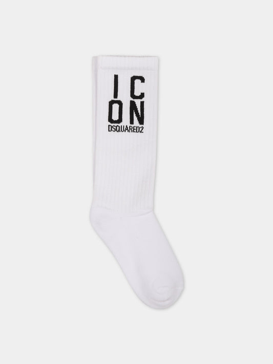 Calze bianche per bambini con logo,Dsquared2,DQ2023 D00WI DQ100