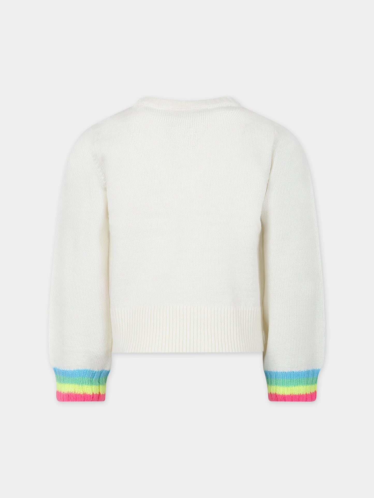 Maglione avorio per bambina con cuore e scritta,Billieblush,U15C22 121