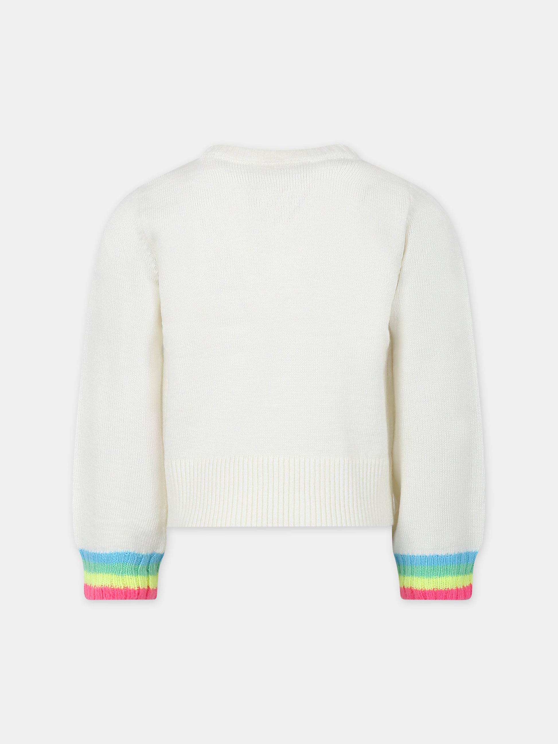 Maglione avorio per bambina con cuore e scritta,Billieblush,U15C22 121