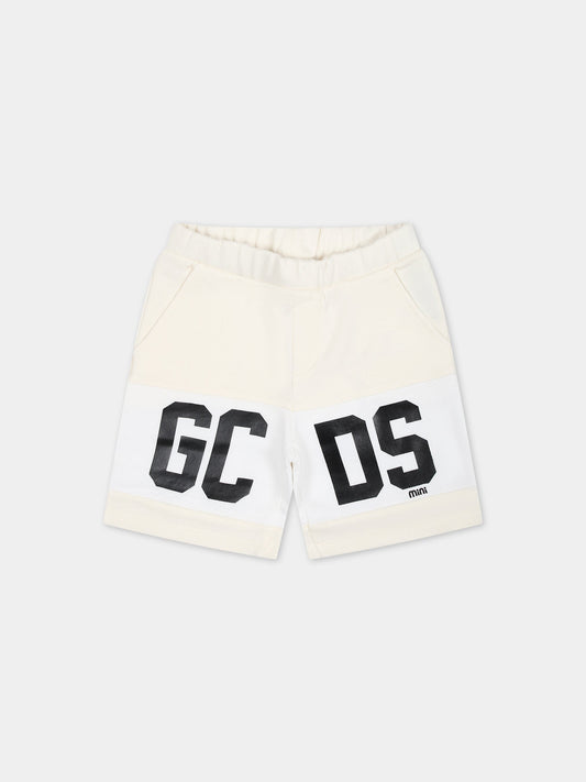 Shorts sportivi bianchi per neonati con logo,Gcds Kids,GMQ002 LCA33 10063