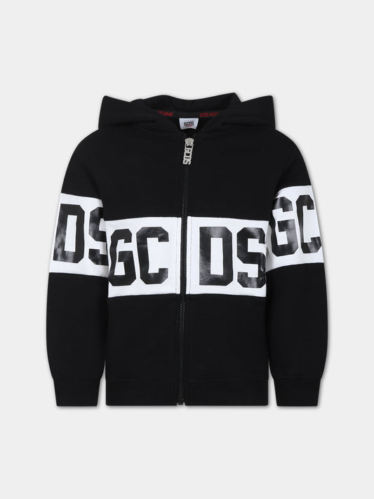 Felpa nera per bambini con logo,Gcds Kids,DNF004 LCA33 60100