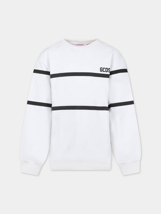 Felpa bianca per bambini con logo nero,Gcds Kids,DOF000 LCA52 10101