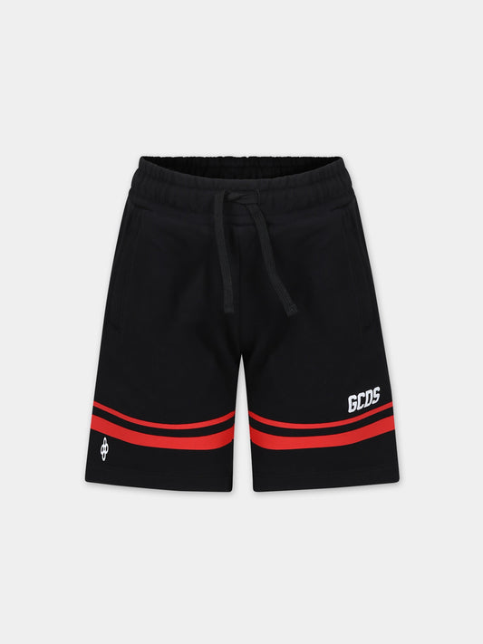 Shorts sportivi neri per bambino con logo,Gcds Kids,DNQ004 LCA52 60100