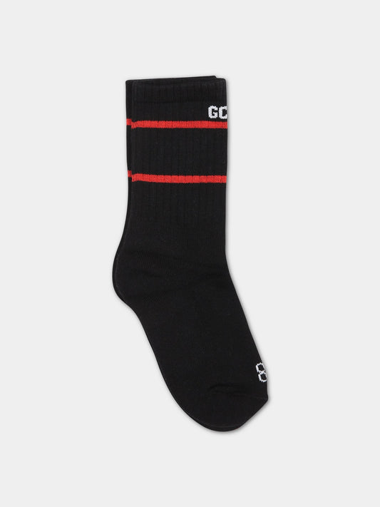Calze nere per bambini con logo,Gcds Kids,DUX00L LHE25 60100