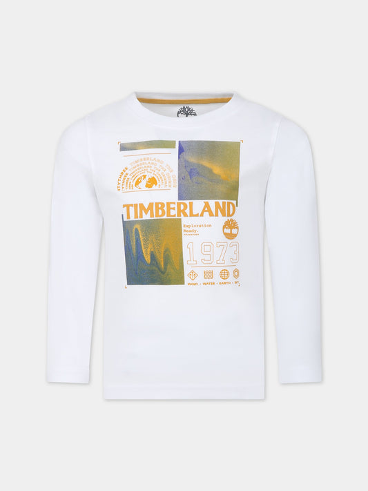 T-shirt bianca per bambino con logo,Timberland,T25U29 10P