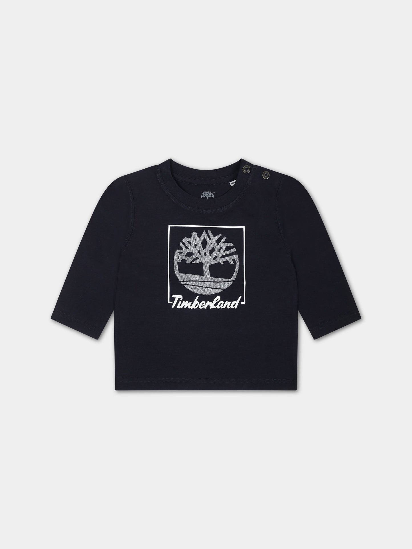 T-shirt blu per neonato con stampa logo,Timberland,T60002 857