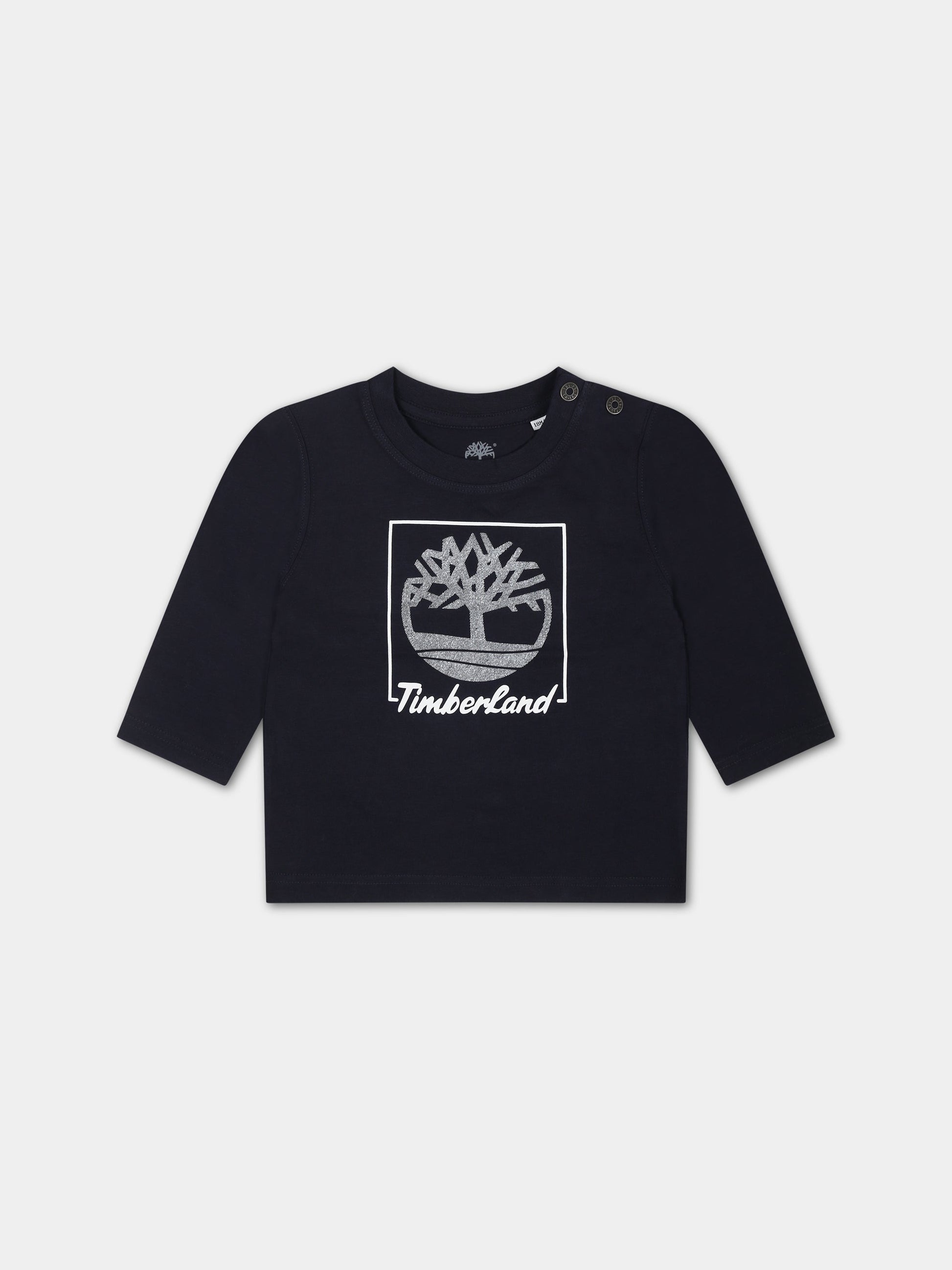 T-shirt blu per neonato con stampa logo,Timberland,T60002 857