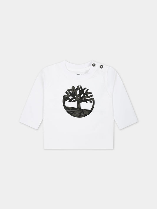 T-shirt bianca per neonato con stampa logo,Timberland,T60003 10P