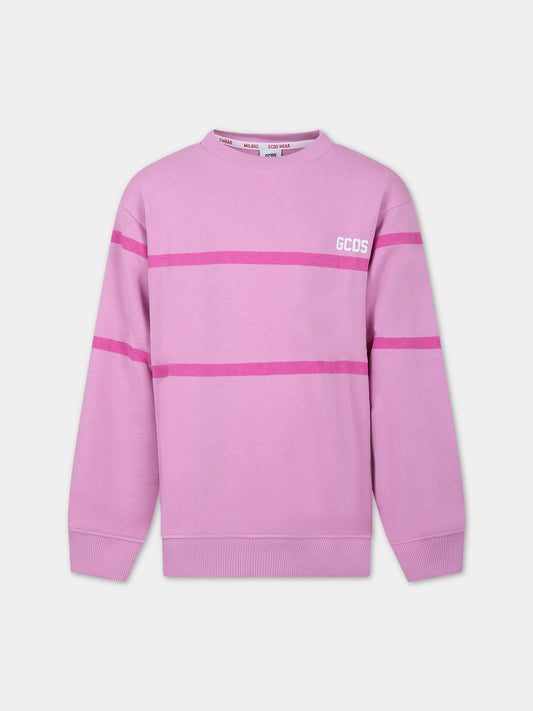 Felpa rosa per bambina con logo,Gcds Kids,DQF000 LCA52 50304