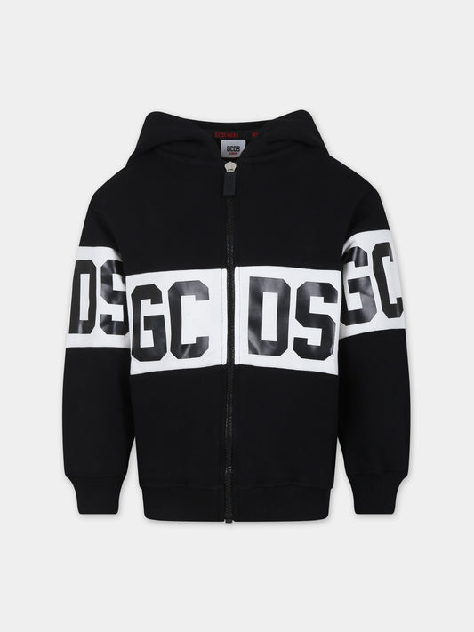 Felpa nera per bambini con logo,Gcds Kids,DOF004 LCA44 60100