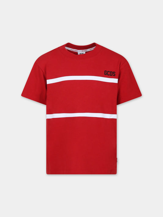 T-shirt rossa per bambini con logo,Gcds Kids,DRM00I LAA24 50975