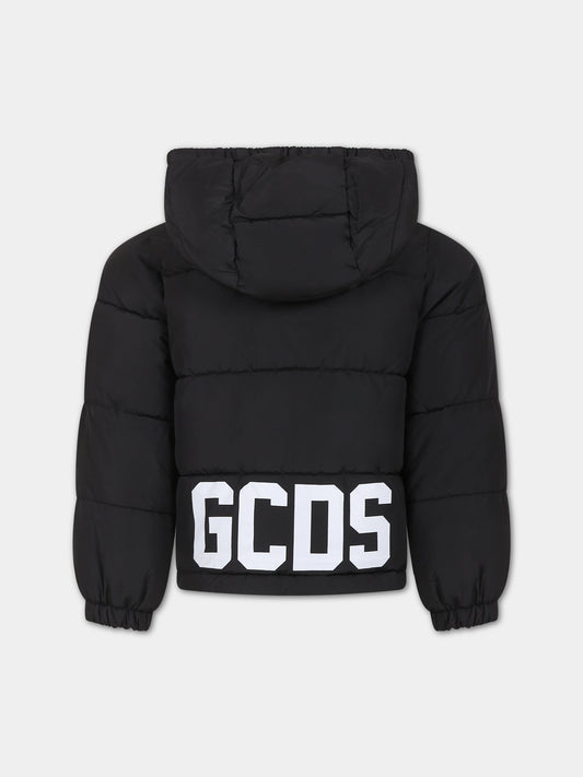 Piumino nero per bambini con logo,Gcds Kids,DUS00E L3A53 60100
