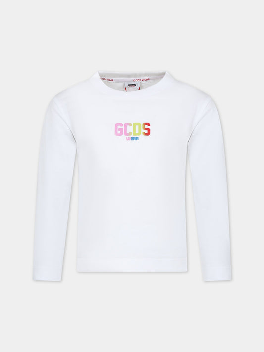 T-shirt bianca  per bambino con logo,Gcds Kids,DCO001 LAA20 10101 