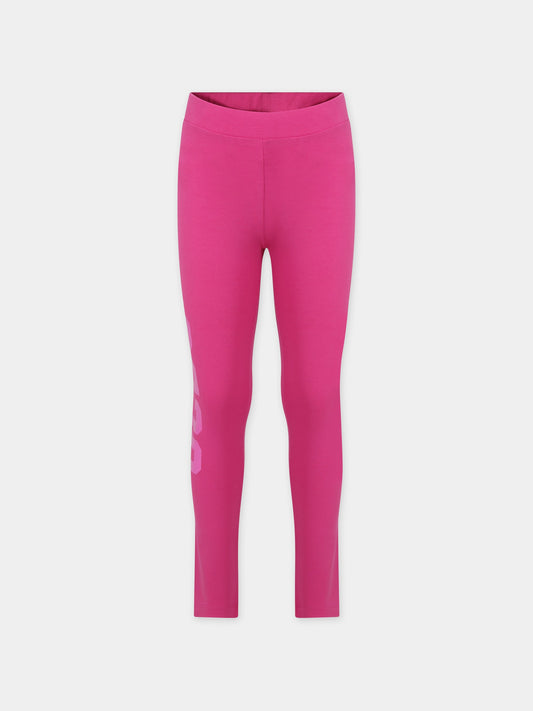 Leggins fucsia per bambina con logo,Gcds Kids,DEP003 LBA11 50605 