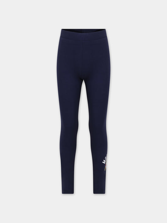 Leggins blu per bambina con teddy bear,Moschino Kids,HDP05H LBA37 40016