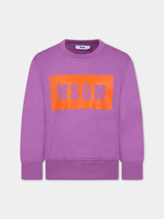 Felpa fucsia per bambina con logo,Msgm Kids,F3MSJUSW021 071