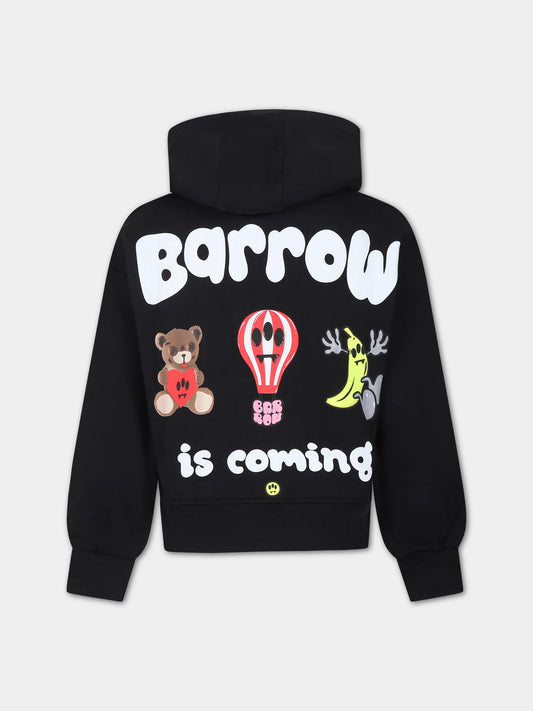 Felpa nera per bambina con logo e mongolfiera,Barrow,F3BKJGHS074 110
